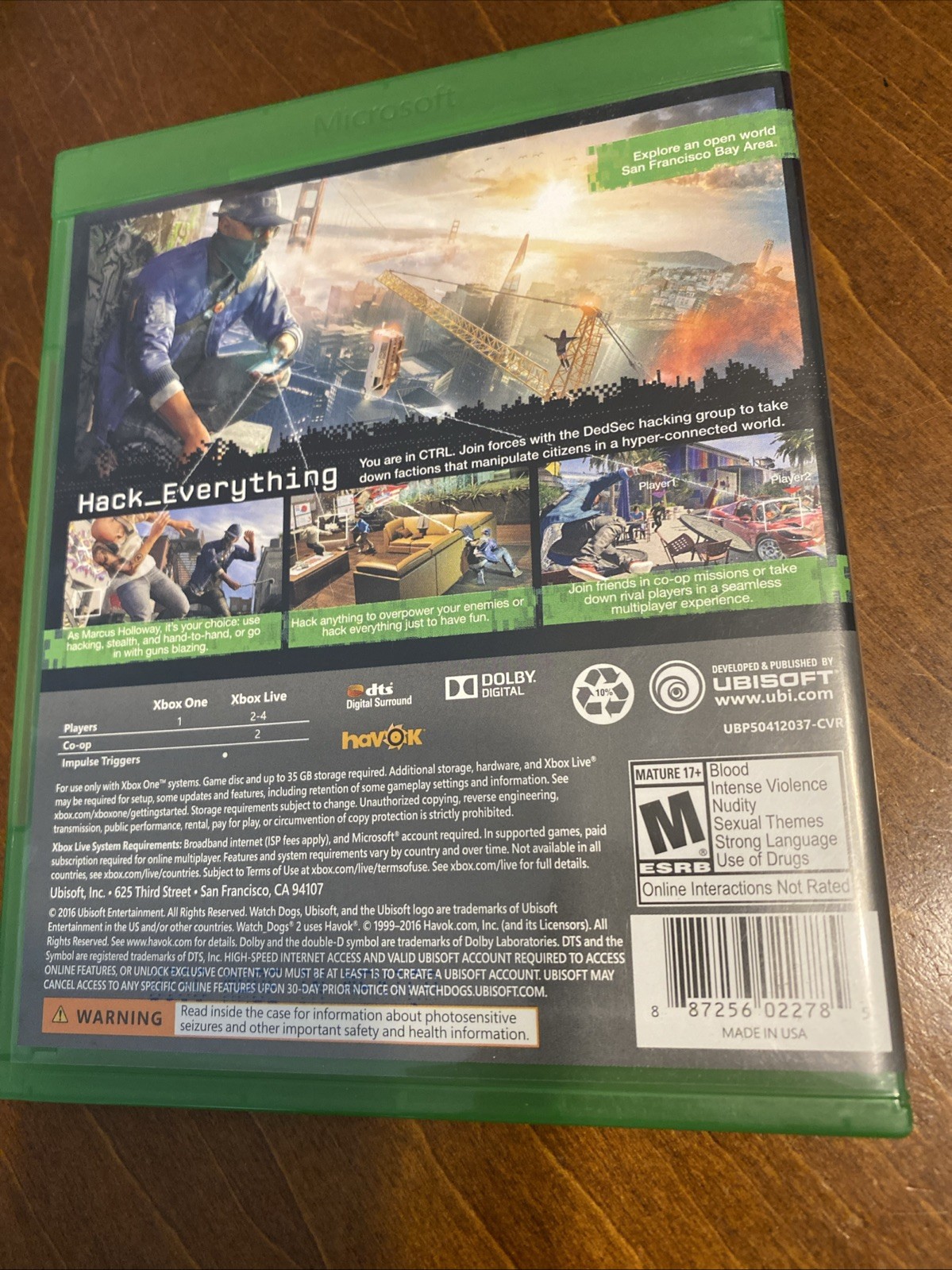 Watch Dogs 2 – Microsoft Xbox One – CIB Complete – Tested