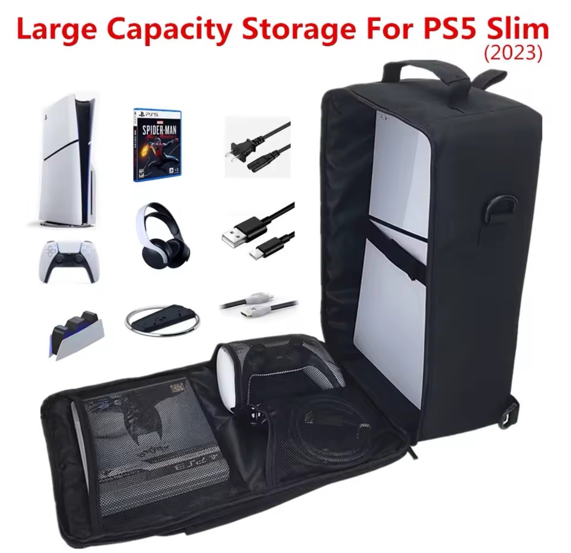 New PS5 Slim Carrying Case Portable Storage Shoulder Bag Backpack Protective
