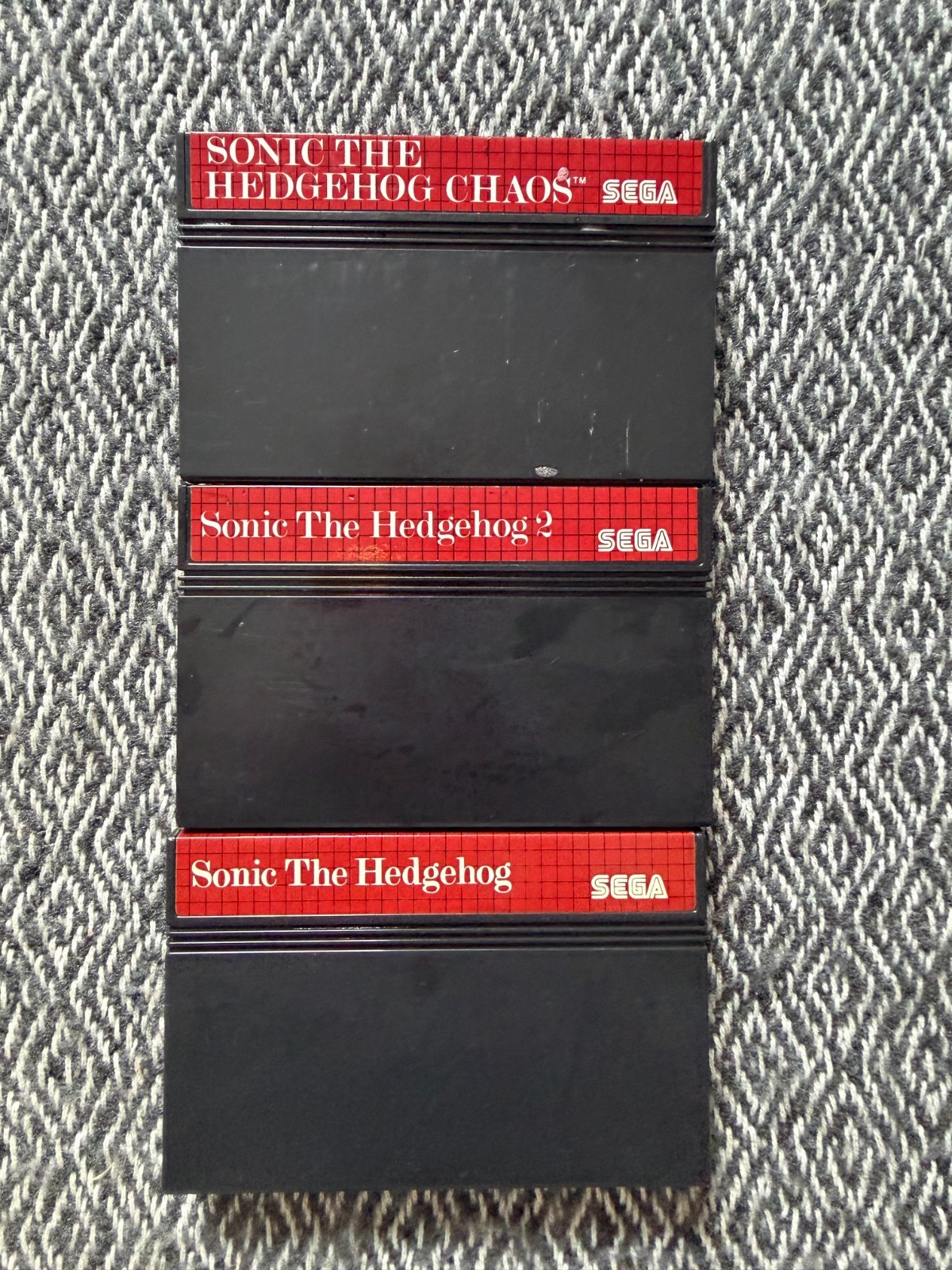 Master System SONIC THE HEDGEHOG x3 CARTS Games 1 + 2 + Chaos PAL *Works in US*