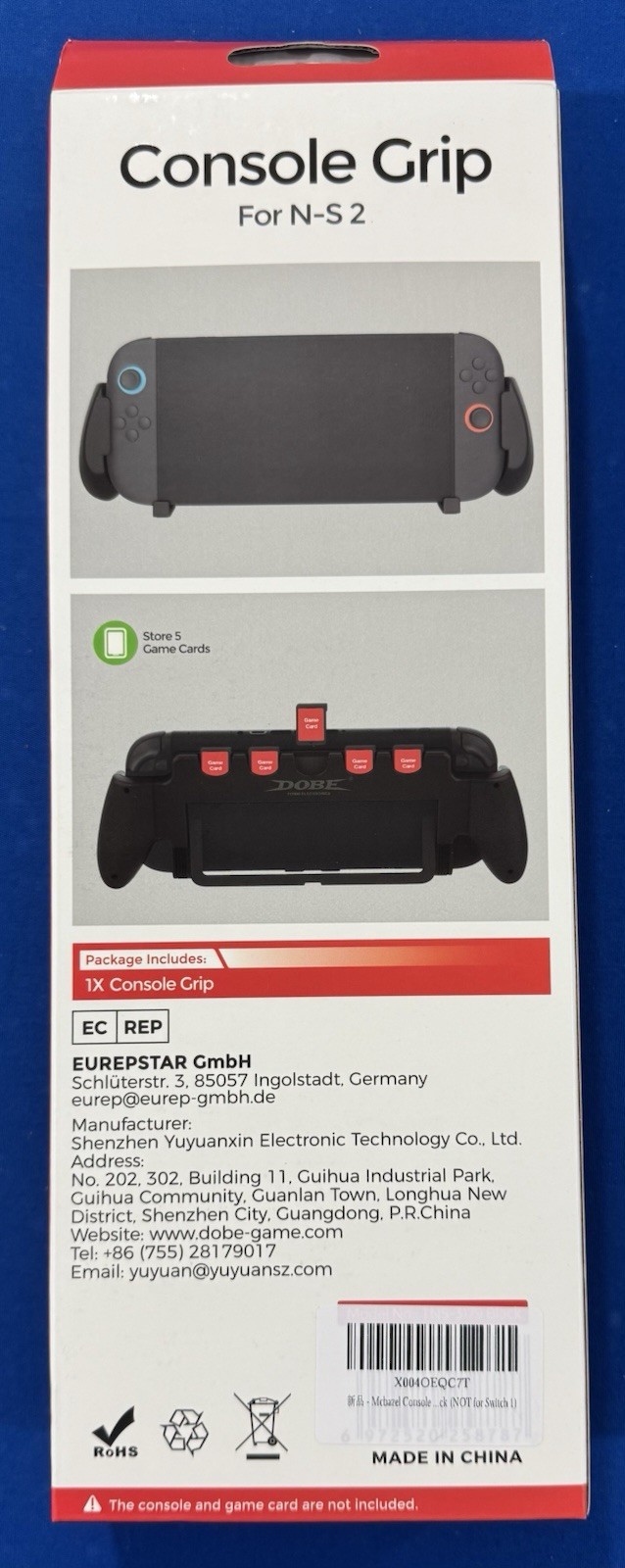 DOBE Console Grip Controller Attachment for N-S 2, Black, Stores 5 Game Cards