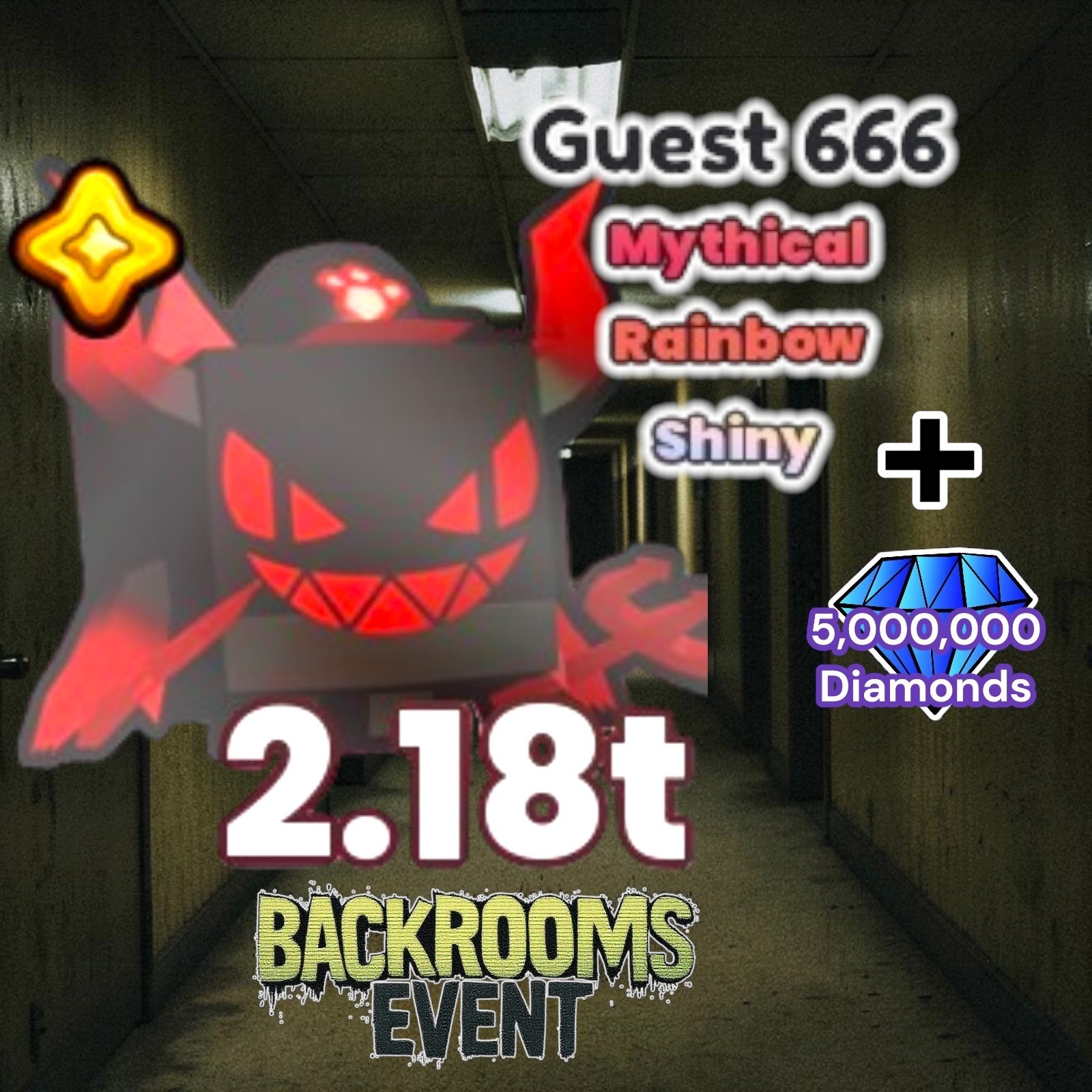 Shiny Rainbow Guest 666 (Backrooms Event) + 5 Million Diamonds. PS99