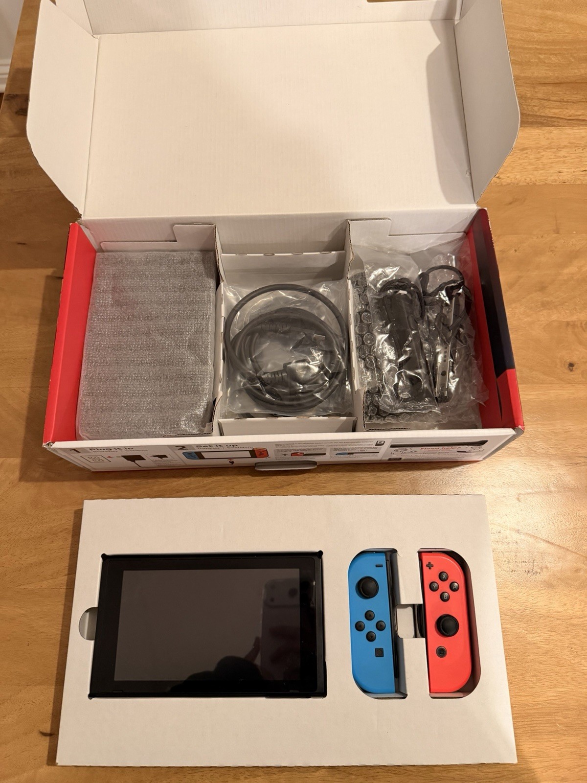 Nintendo Switch HAC-001 Console Dock Neon Blue/Red Joy-Con Box PLUS 2 games
