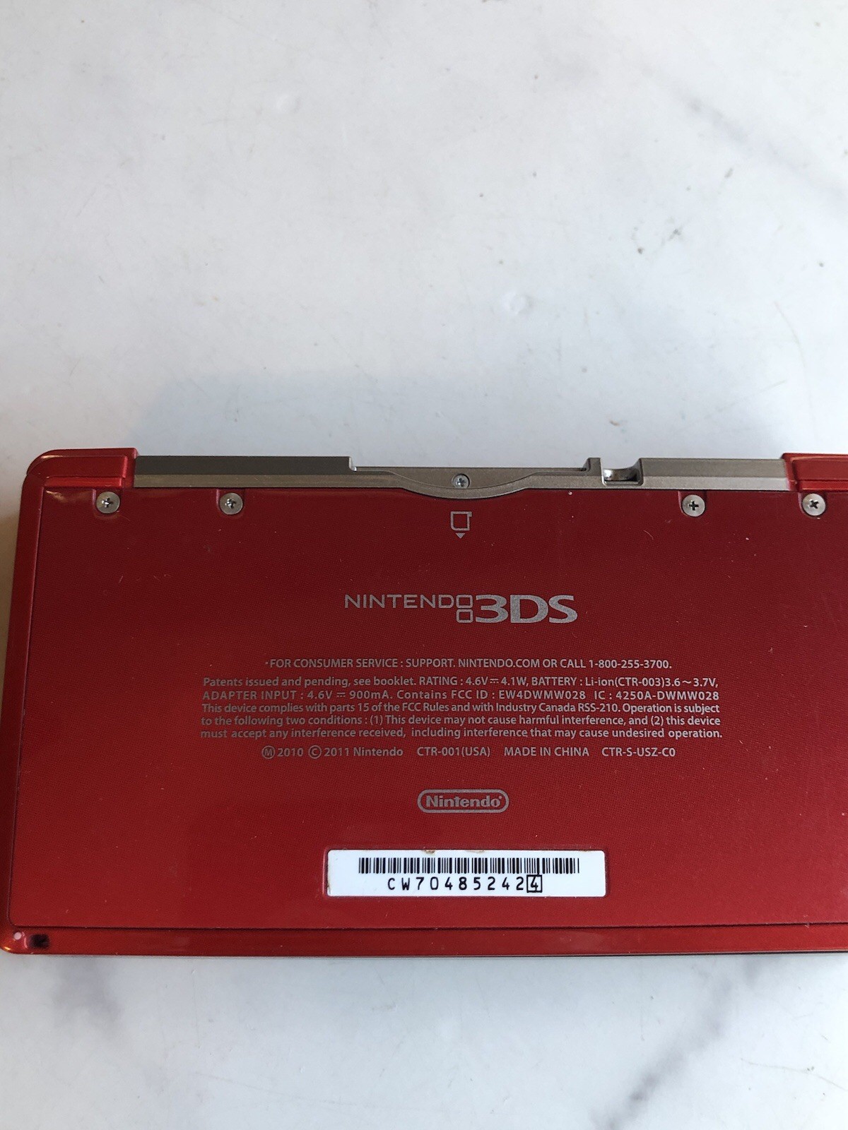 For Parts Not Working Nintendo 3DS Flame Red Handheld Console Original As is
