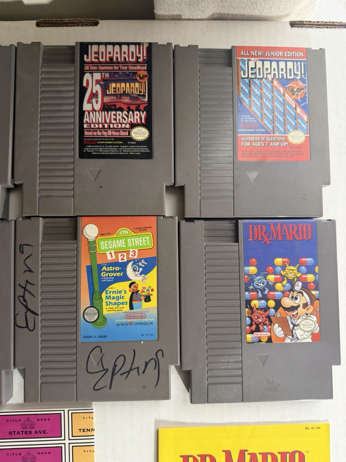 NES Puzzle Board Game Lot 8 Tested Dr Mario Jeopardy Monopoly Wheel