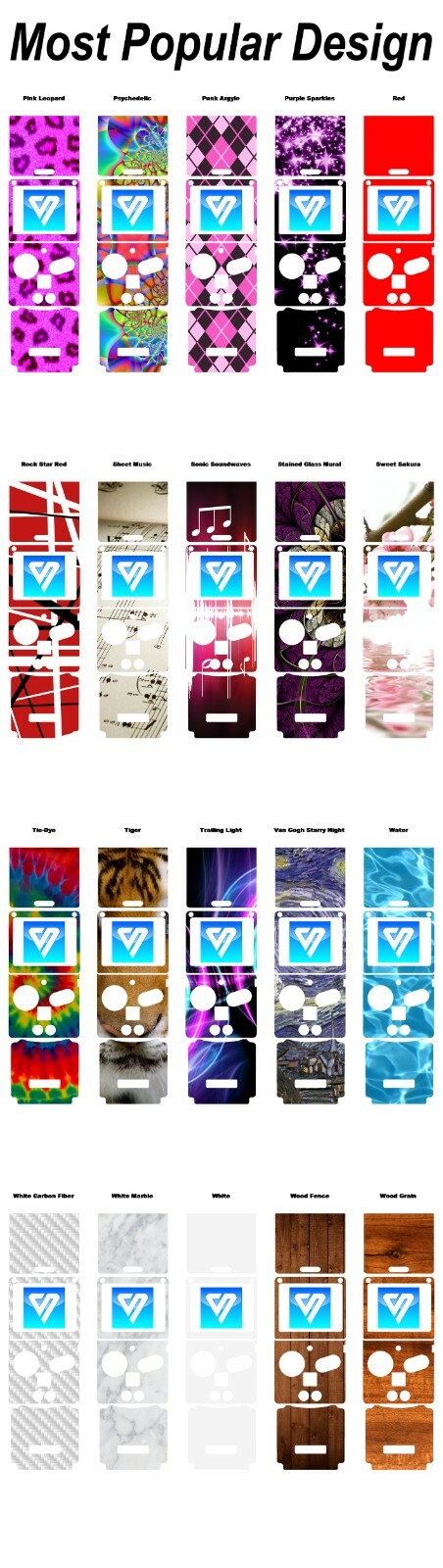 Choose Any 1 Vinyl Decal/Skin Design for GameBoy Advance SP – Buy 1 Get 1 Free!
