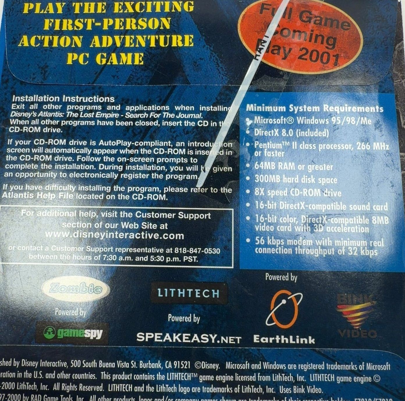 Disney Interactive Atlantis: Search for the Journal PC Game 2001 Adventure NEW