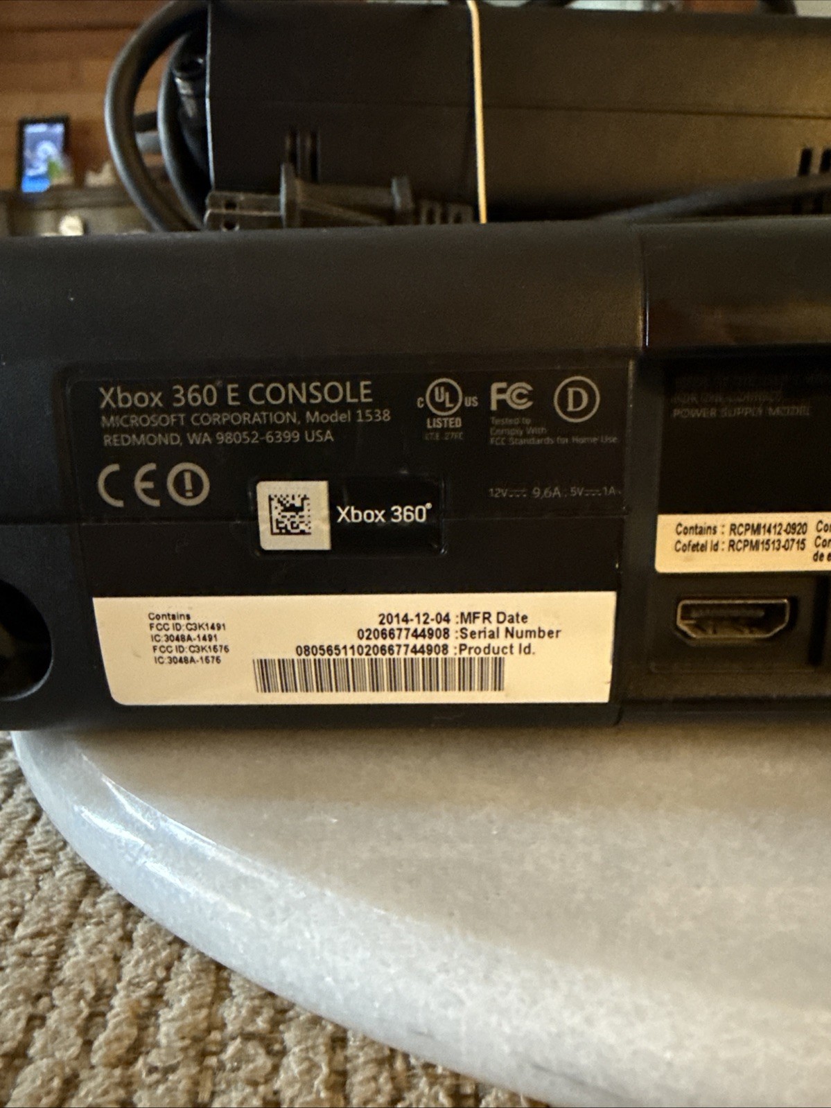 Xbox 360 E (Model 1538) Console Power Checked Only
