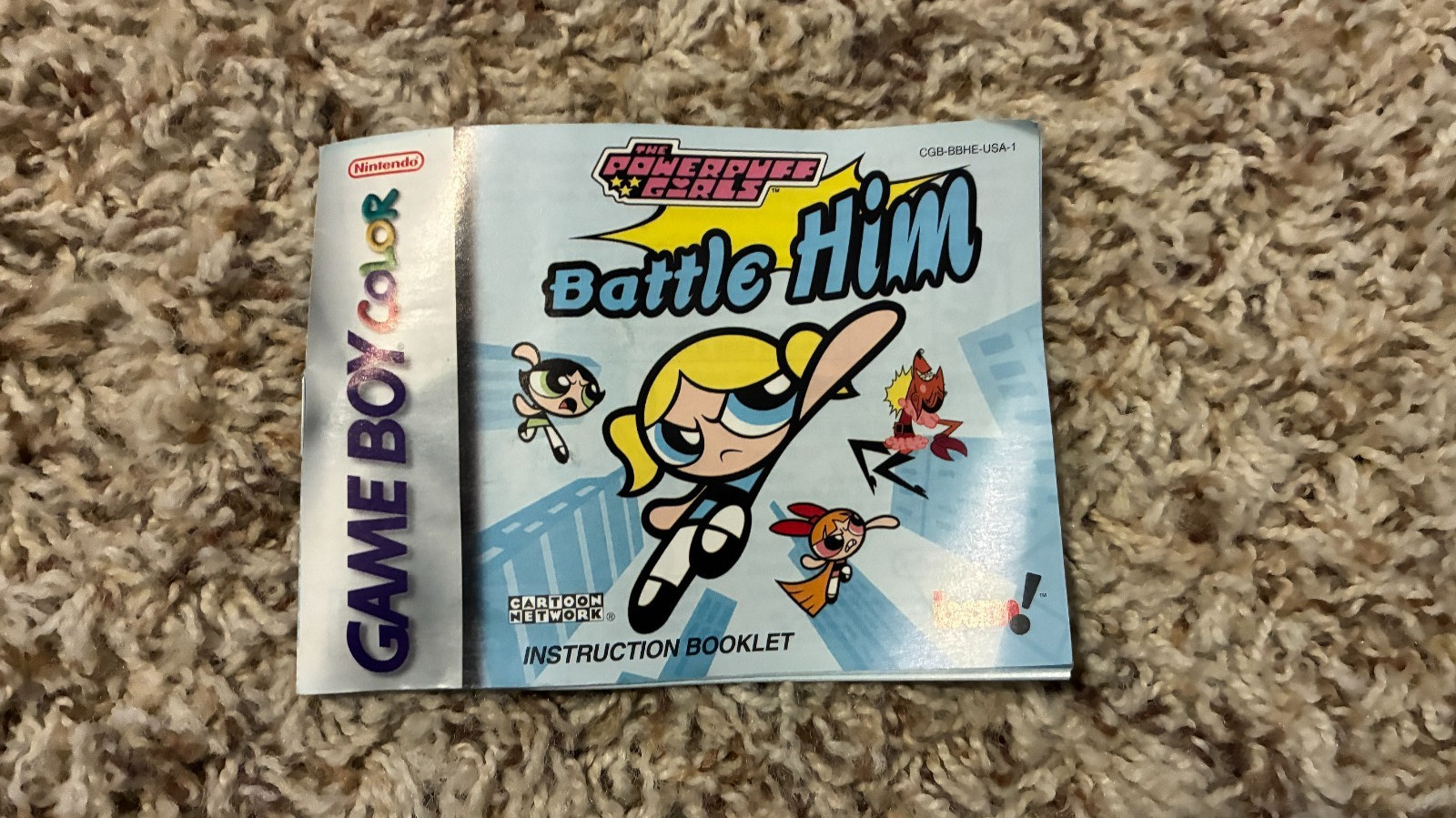 The Powerpuff Girls Battle Him Nintendo Gameboy Color Game Cartridge + Manual