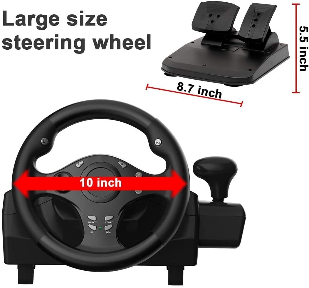 DOYO Pro Universal Vibration Gaming Steering Wheel with Pedals 270°