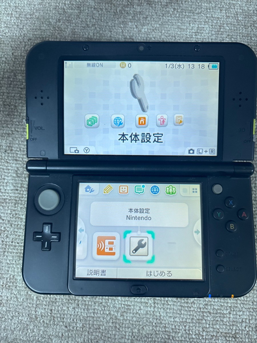 New Nintendo 3DS XL LL Black Lime Console region Japanese B956