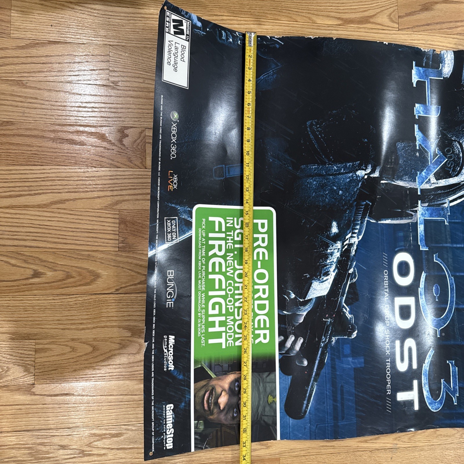 Halo 3 ODST GameStop Dual Sided Promotional Poster 33×48 – See Pics For Damage