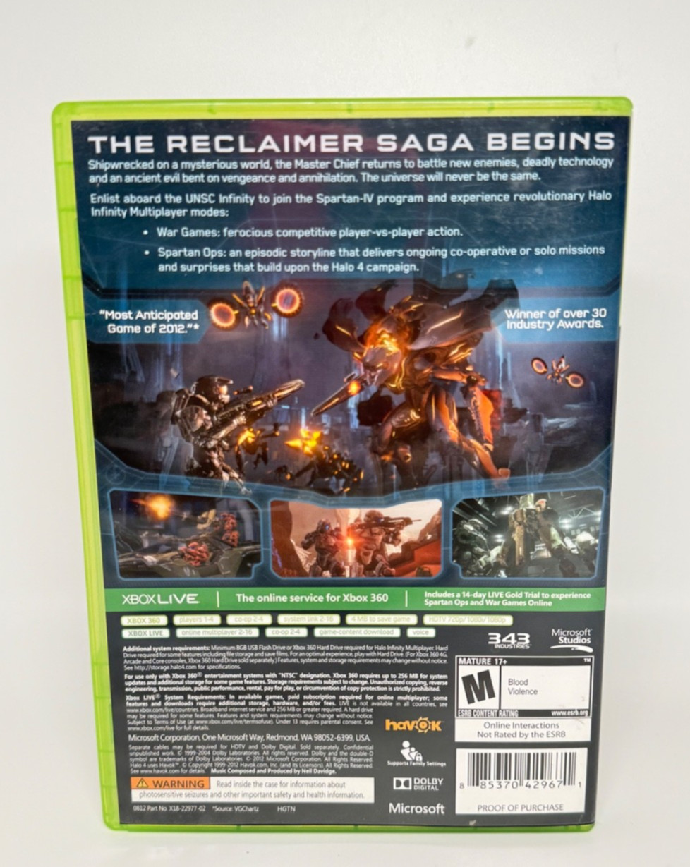 2012 Xbox 360 HALO 4 343 industries-Tested Authentic