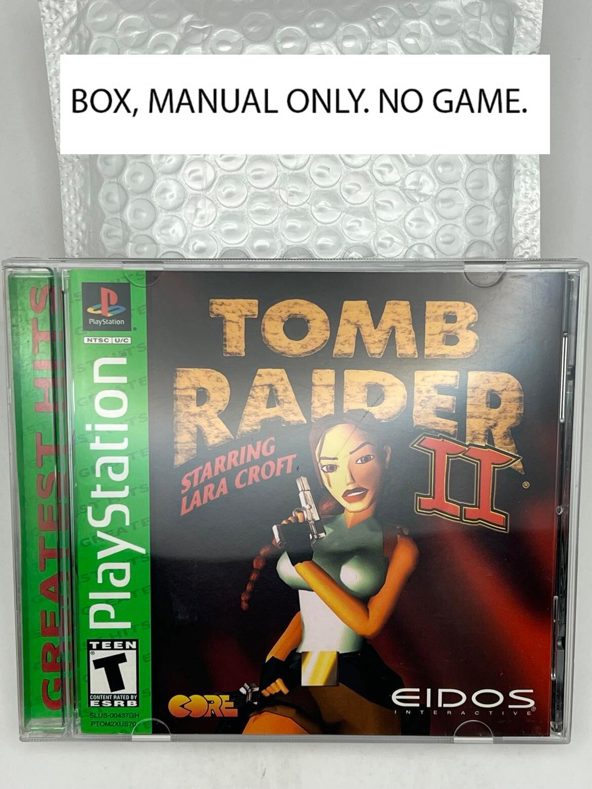 Tomb Raider II Starring Lara Croft GH (PS 1, 1997) BOX, MANUAL ONLY. NO GAME.