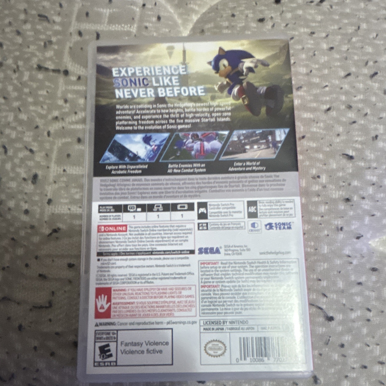 SEGA Sonic Frontiers 2022 (Nintendo Switch) E10+ NTSC-U/C Online Play