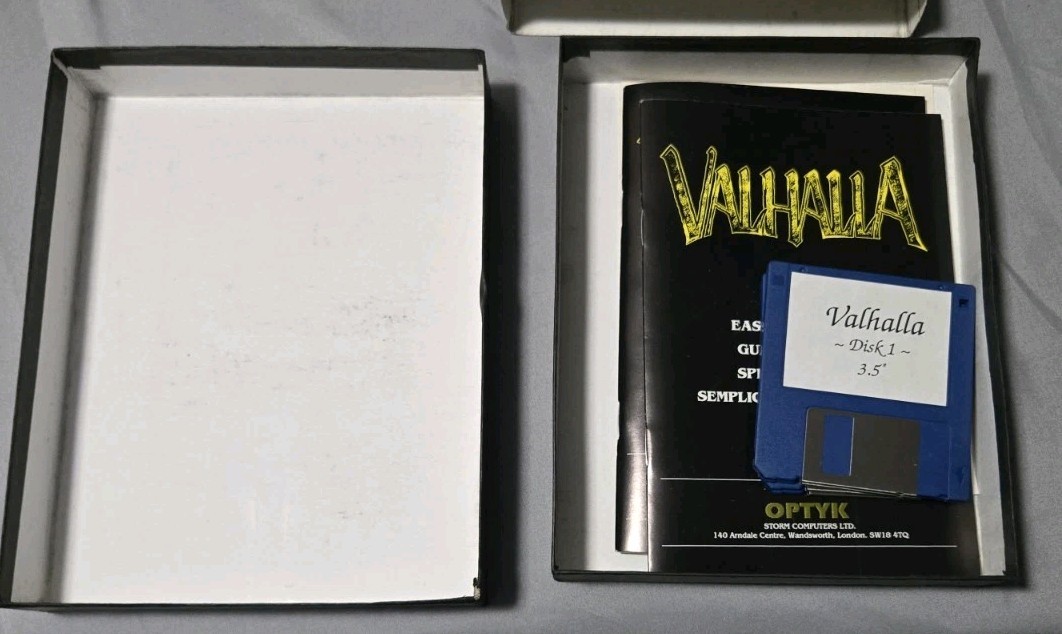 Rare Valhalla Big Box PC 3.5″ Floppy Disks 1992 Optyk Retro RPG Complete HTF OOP