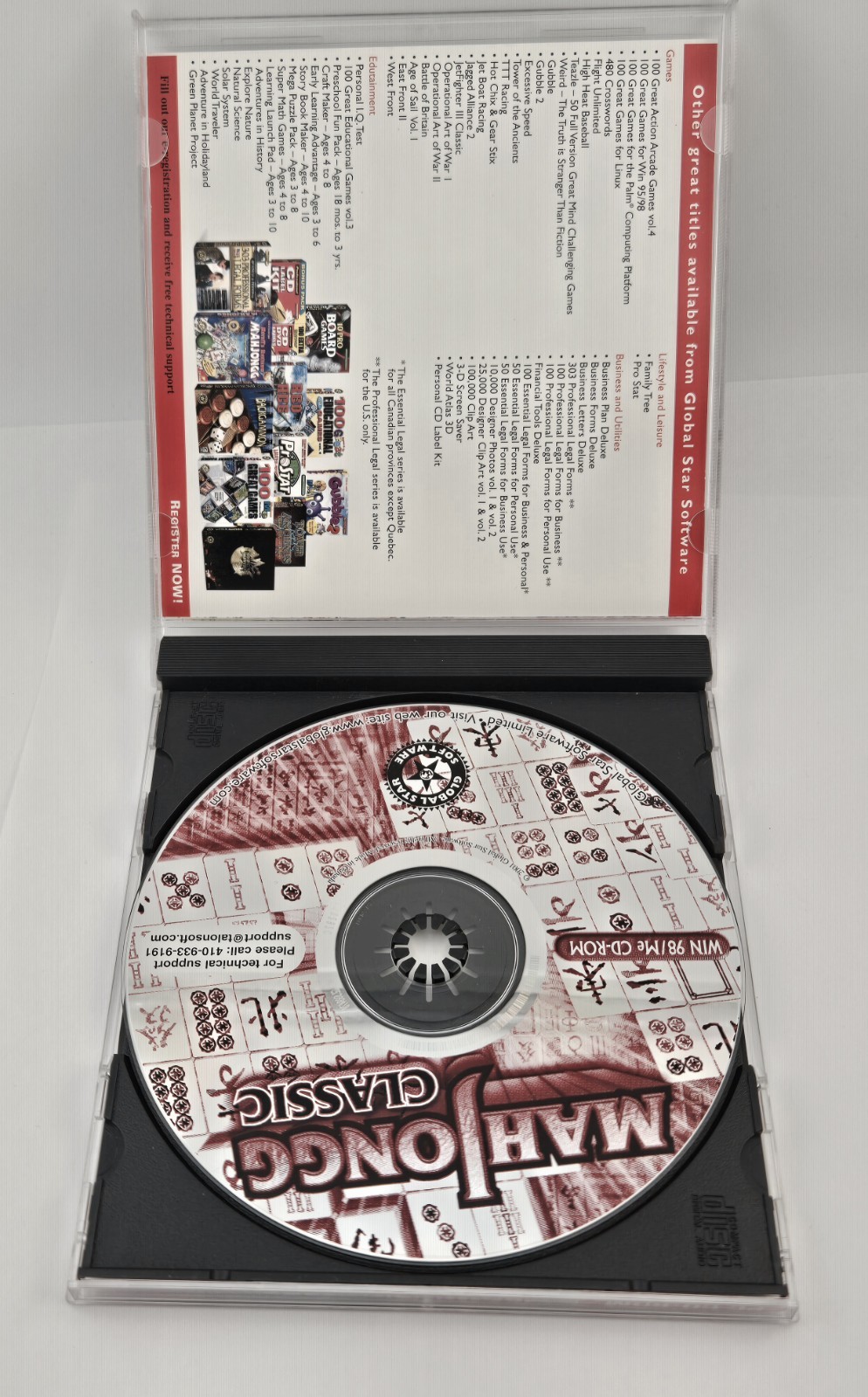 Mahjongg Classic PC CD-ROM Global Star Software Win 98/Me CIB Good Cond Tested