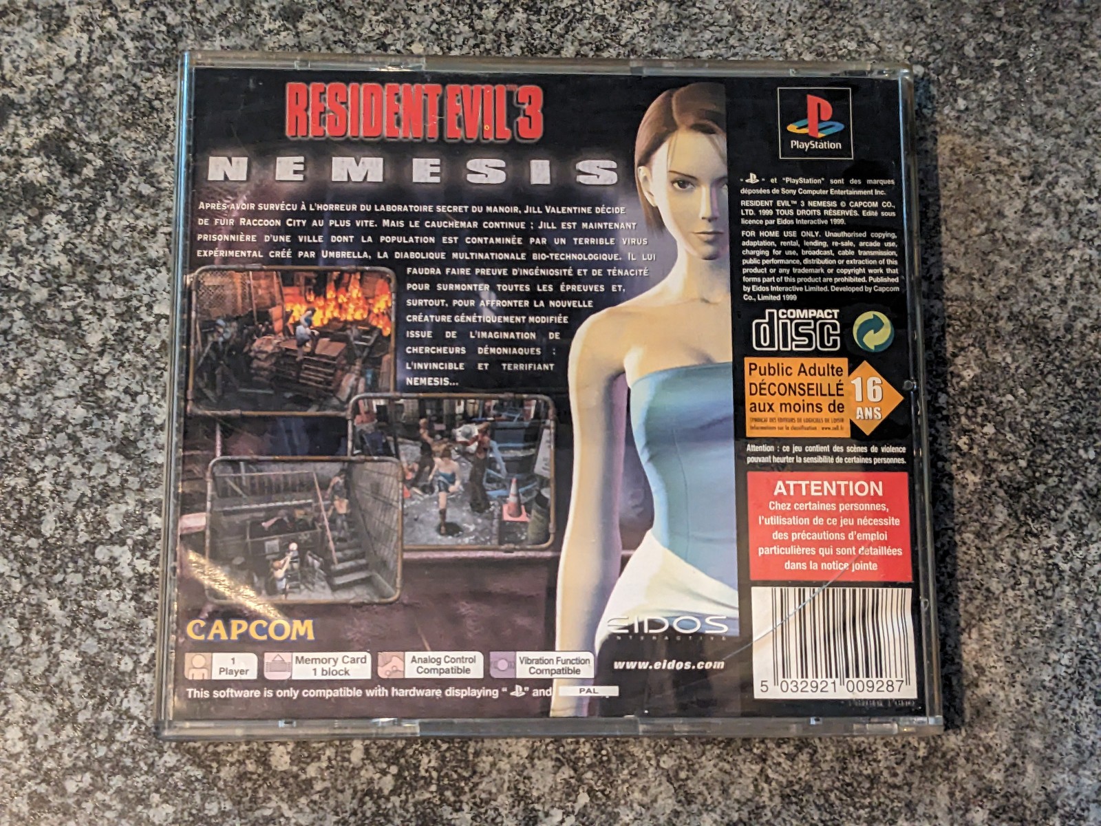 Resident Evil 3 Nemesis (1999) PS1 NTSC 📀 (European French Language Back Cover)