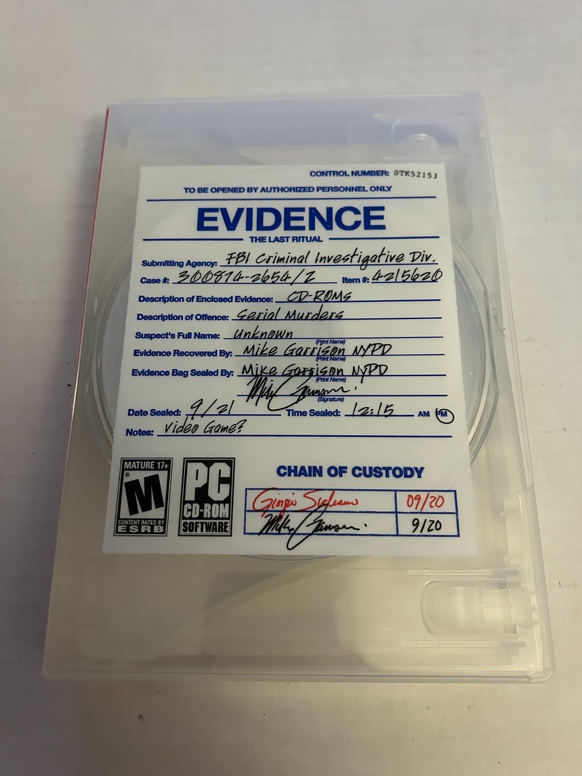 2006 The Adventure Company Evidence The Last Ritual PC CD-ROM 4 Disc Game