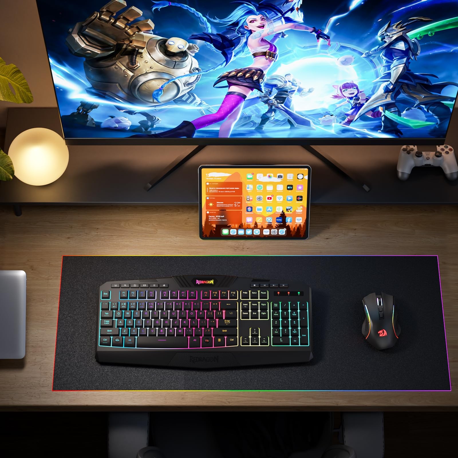 Redragon S101M-Ks Gaming Keyboard And Mouse Wireless Tri-Mode Rgb Keyboard And