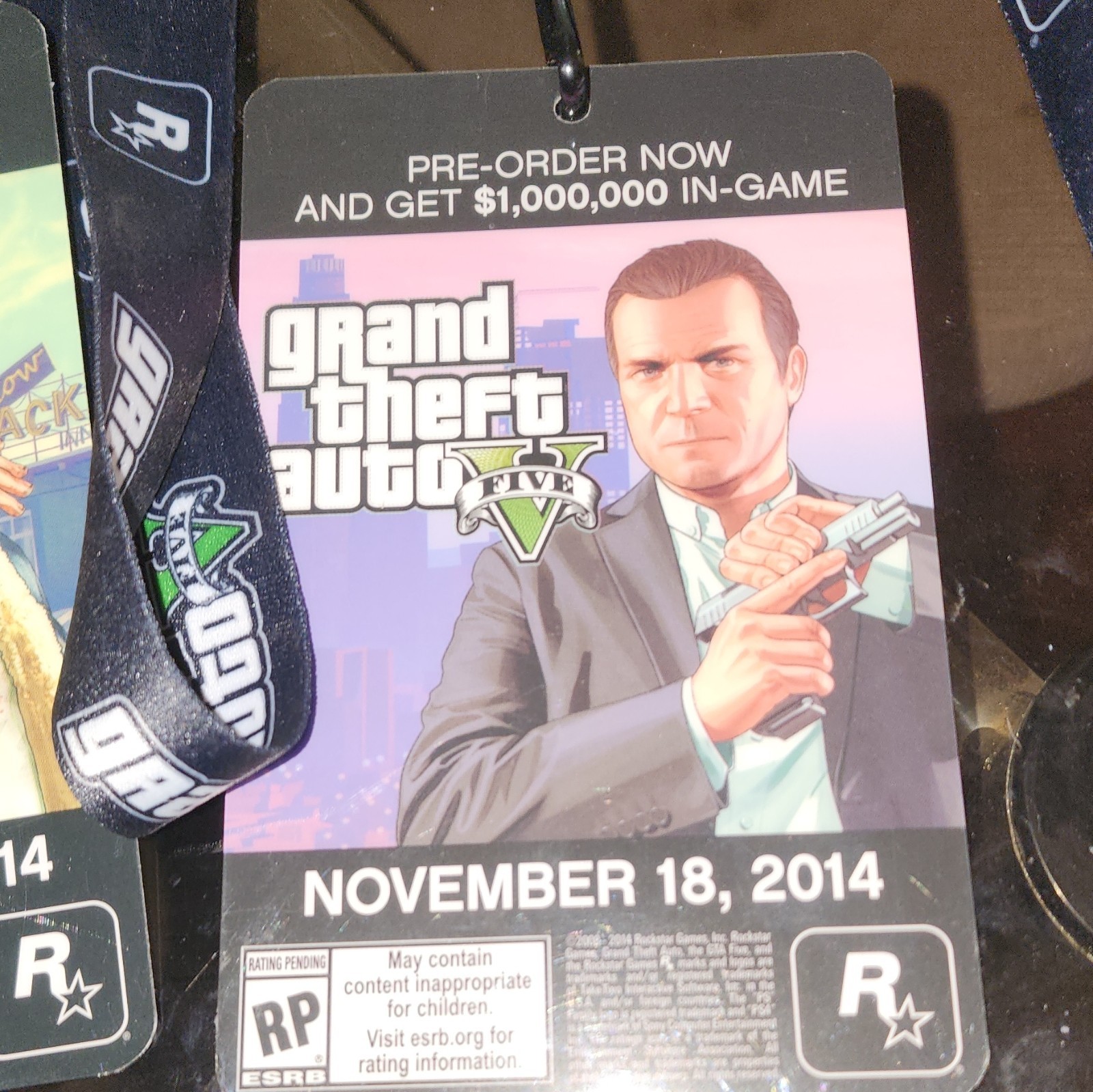 Rockstar Games Grand Theft Auto V (GTA 5) Lanyard w/ Pre-Order Badge 2014