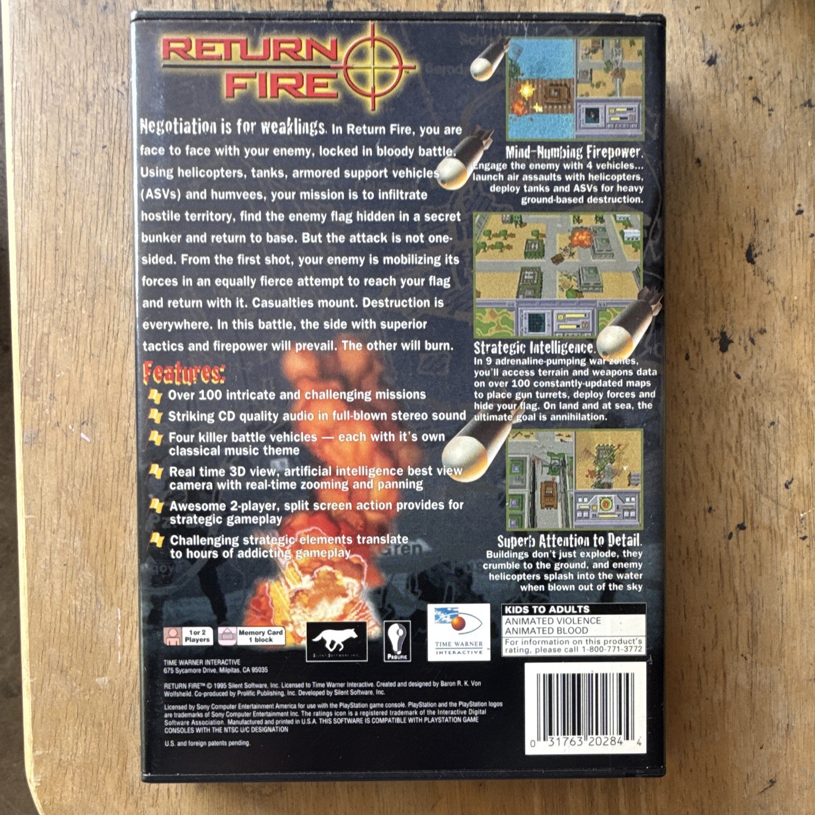 Time Warner Interactive Return Fire PS1 KA-Kids to Adults NTSC-U/C (US/CA) CIB