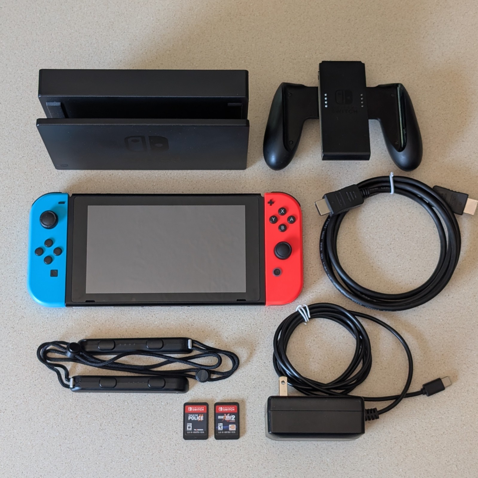Nintendo Switch Console System with Joy-Cons, Dock, Cables, Games (Excellent)
