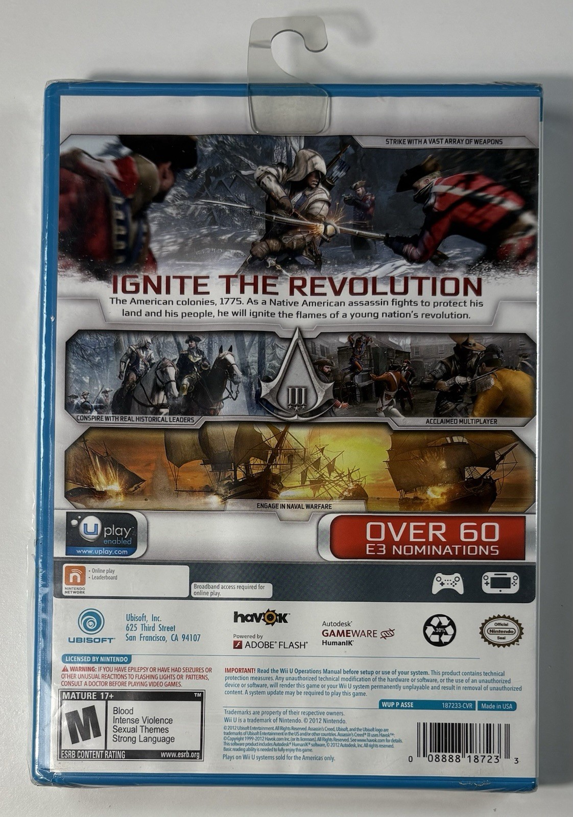 Assassin’s Creed III 3 (Nintendo Wii U, 2012) BRAND NEW FACTORY SEALED