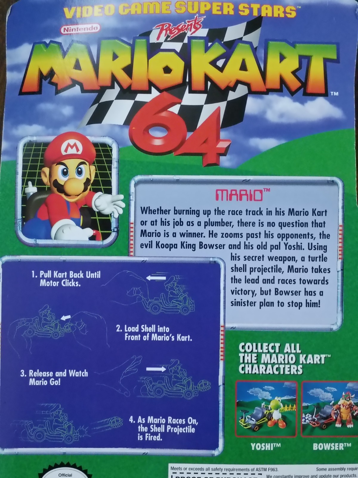 *SEALED* 1999 TOYBIZ SUPER MARIO KART 64 Mario Figure #44221 ~ RARE
