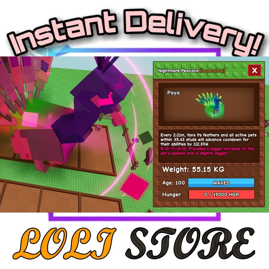 Huge Nightmare Peacock | Grow A Garden | INSTANT DELIVERY