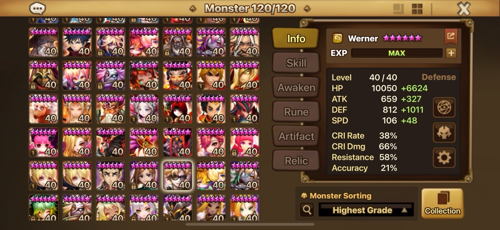 Com2uS Summoners War Monster Storage 120/120 3 ld nat 5 Android iOS
