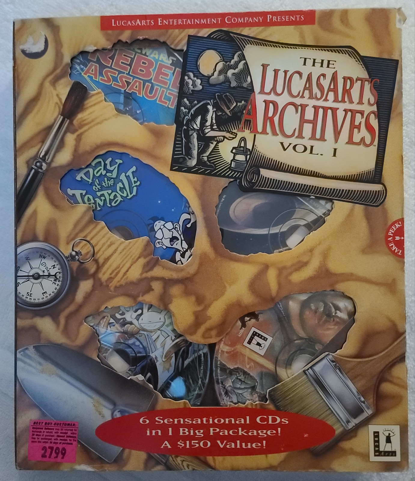 New! LucasArts Archives Vol 1 PC CD-ROM Games Indiana Jones Sam & Max. CIB