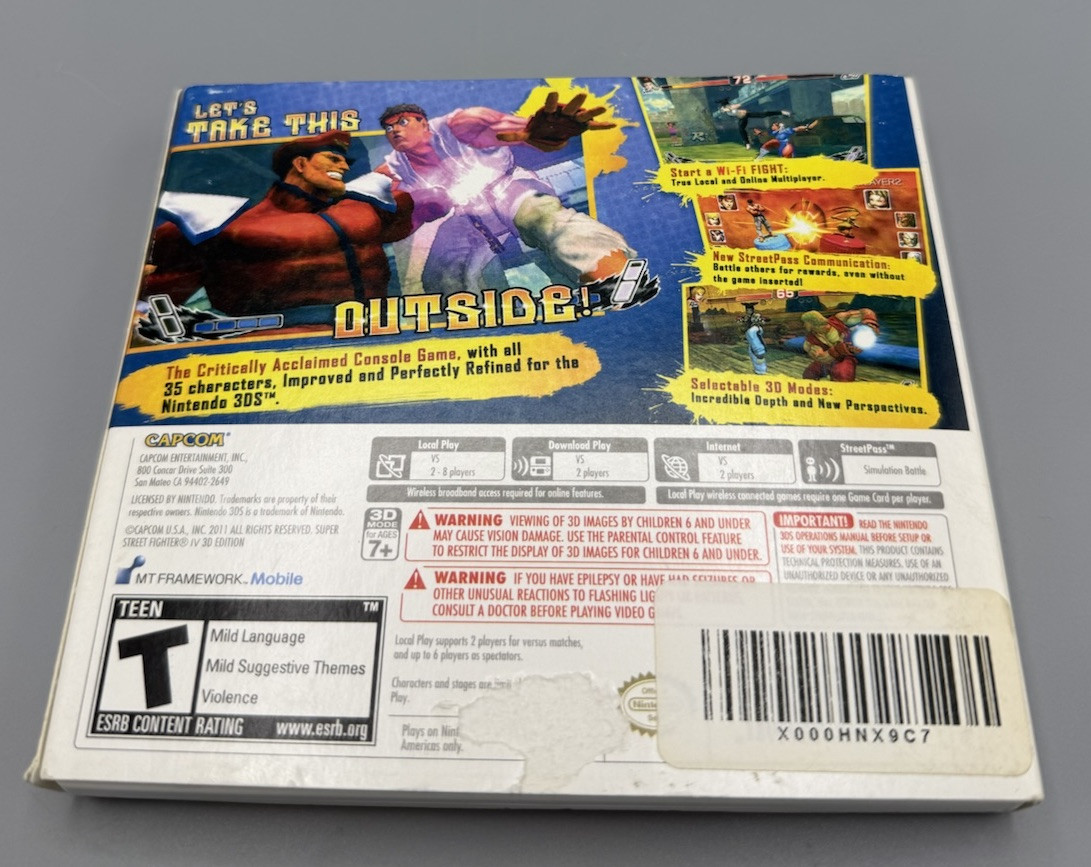 Super Street Fighter IV — 3D Edition Nintendo 3DS XL 2DS Game w/Case & Manual