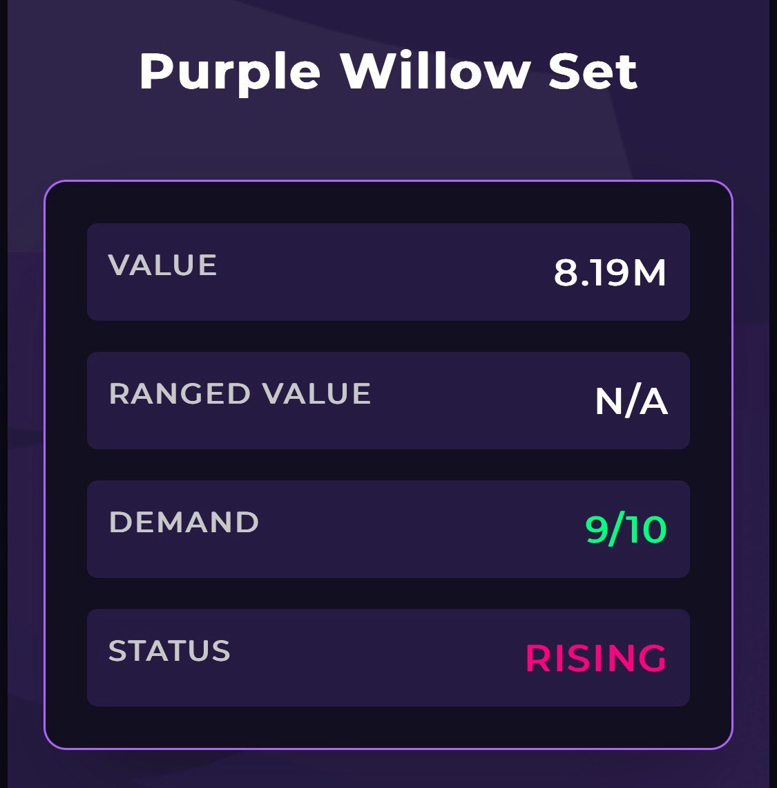 MVSD Purple Willow Set ** ULTIMATE CLEARANCE SALE 🏷️**