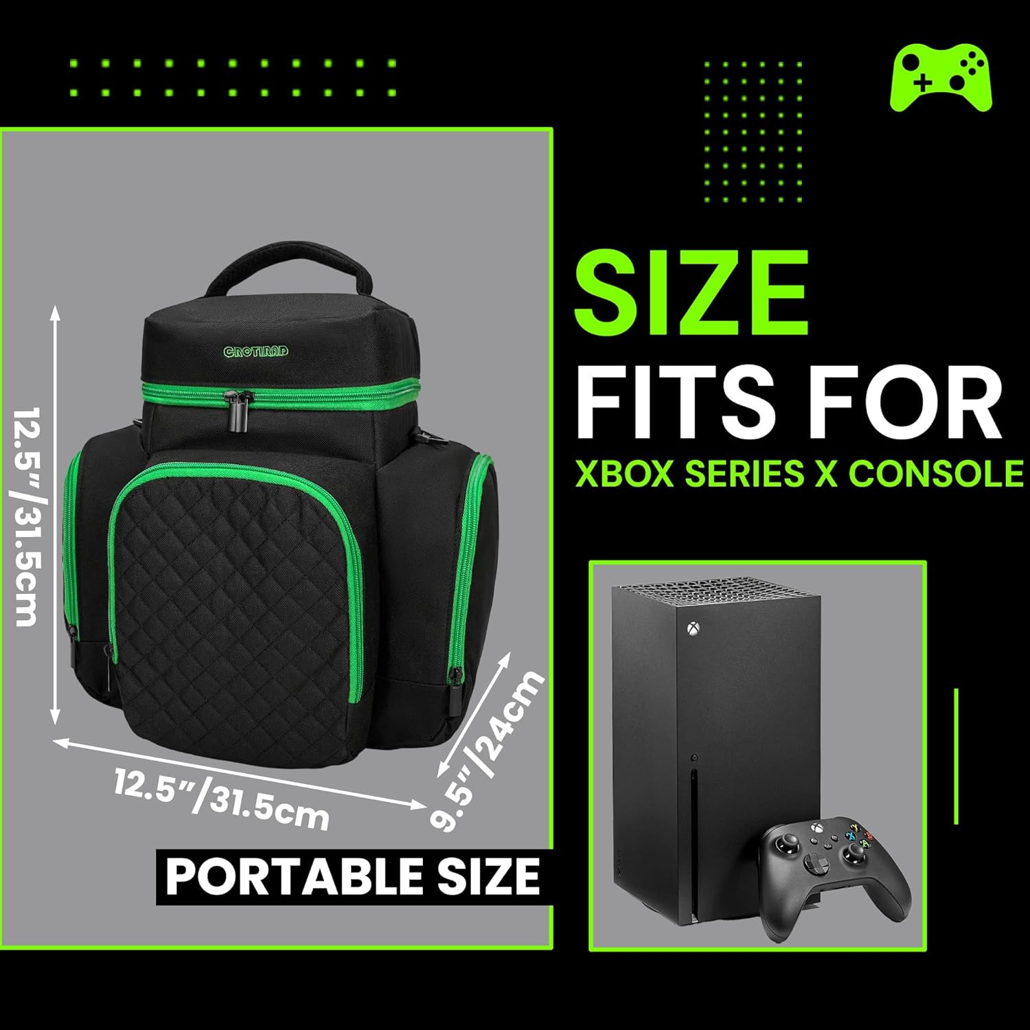Carrying Case Compatible with Xbox Series X, Travel Bag with Multiple Storage Po