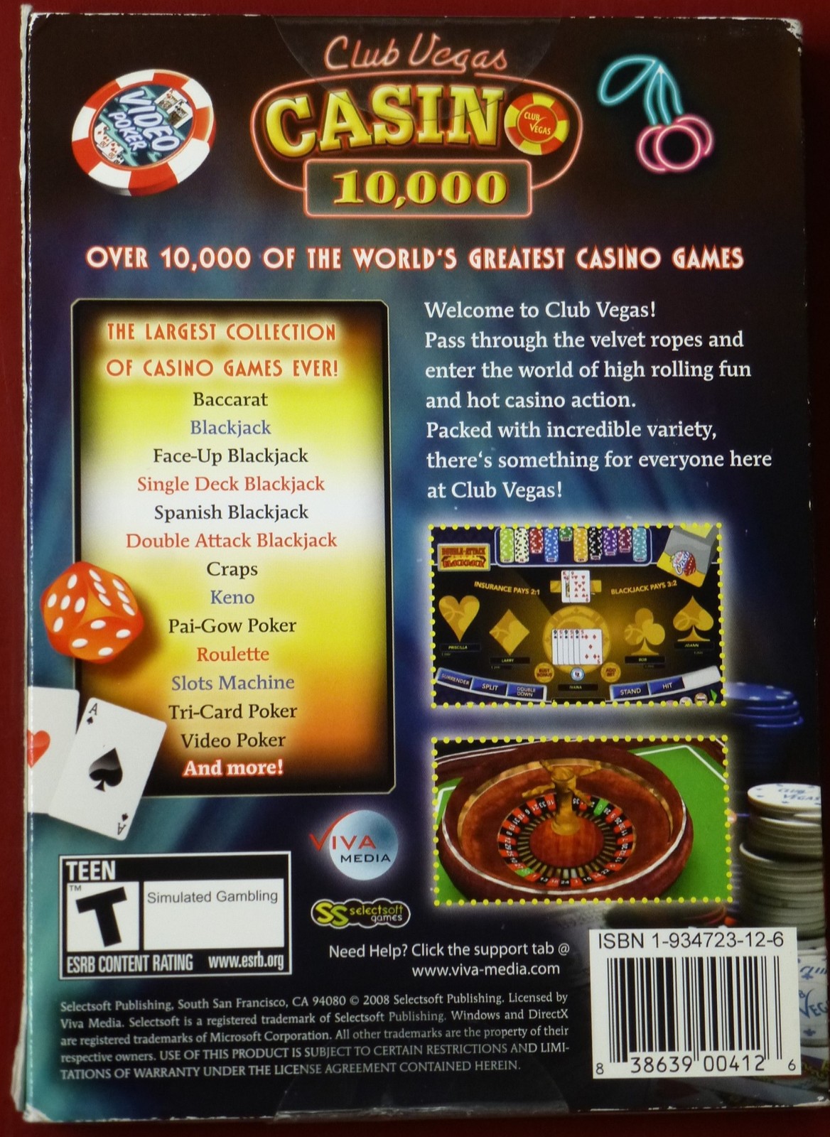Video Game PC Club Vegas Casino 10000 NEW SEALED