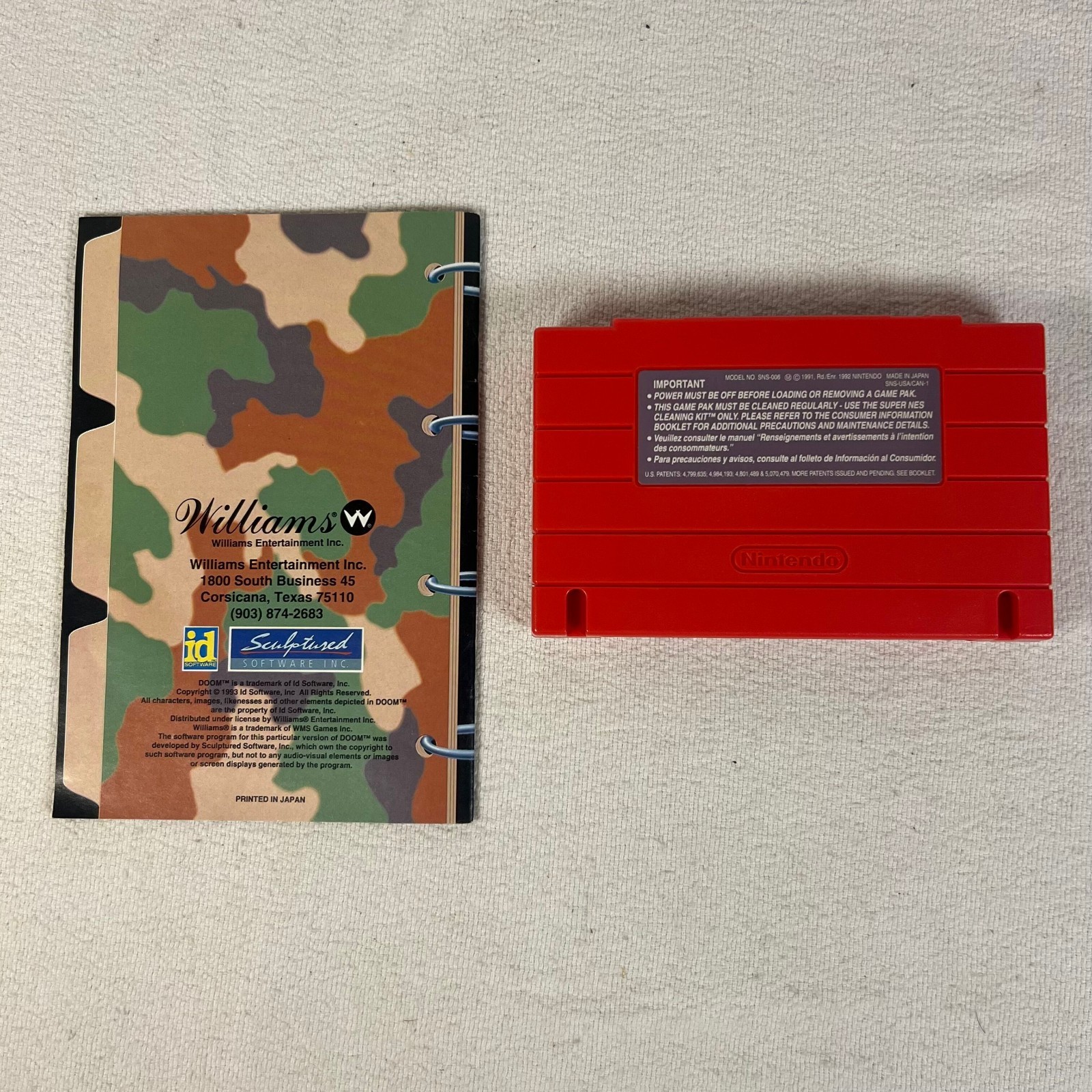 Doom Super Nintendo Entertainment System 1995 Complete CIB Manual Dust Cover