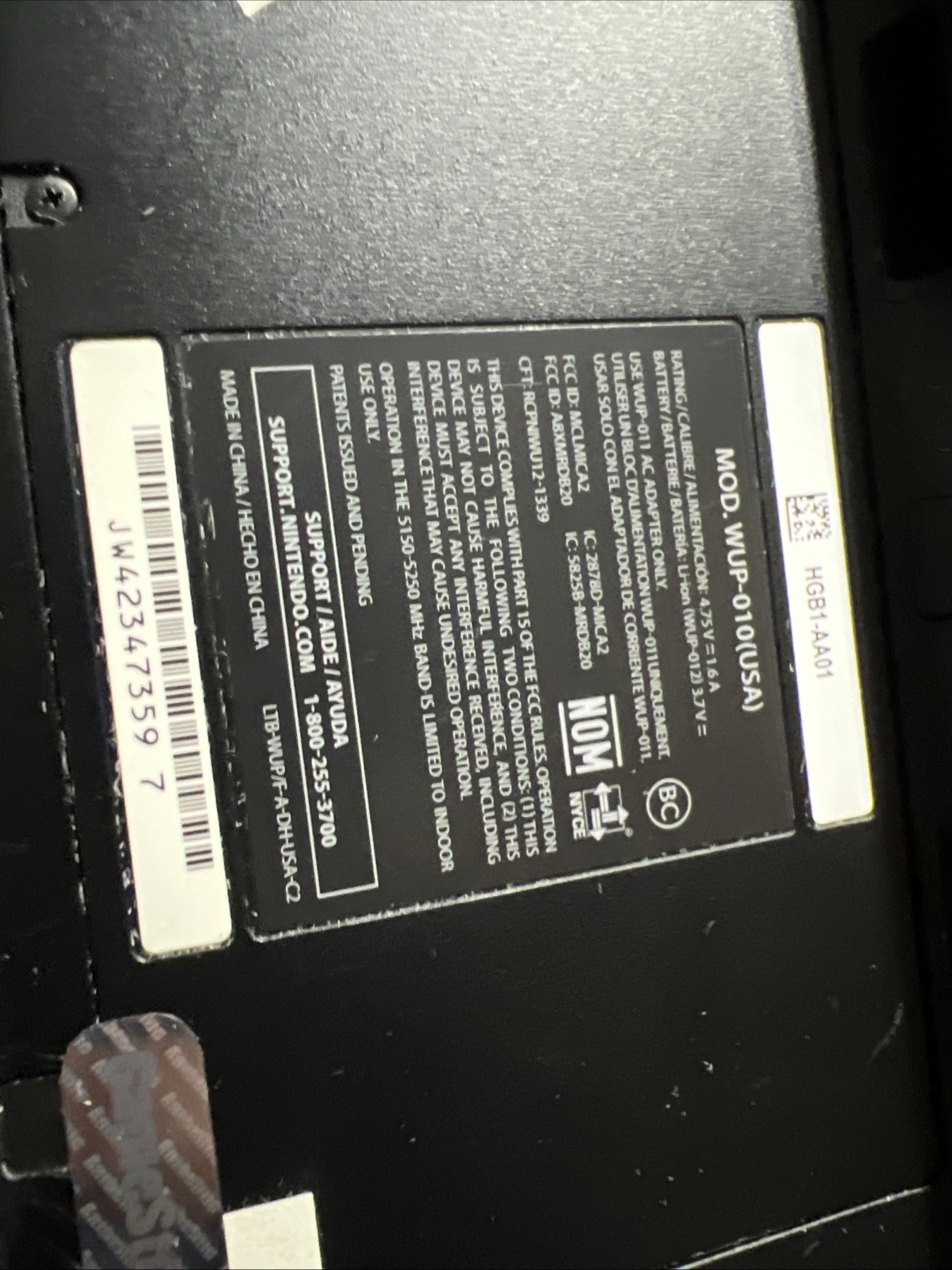 Nintendo Official Wii U Gamepad ONLY OEM Genuine WUP-010 Black