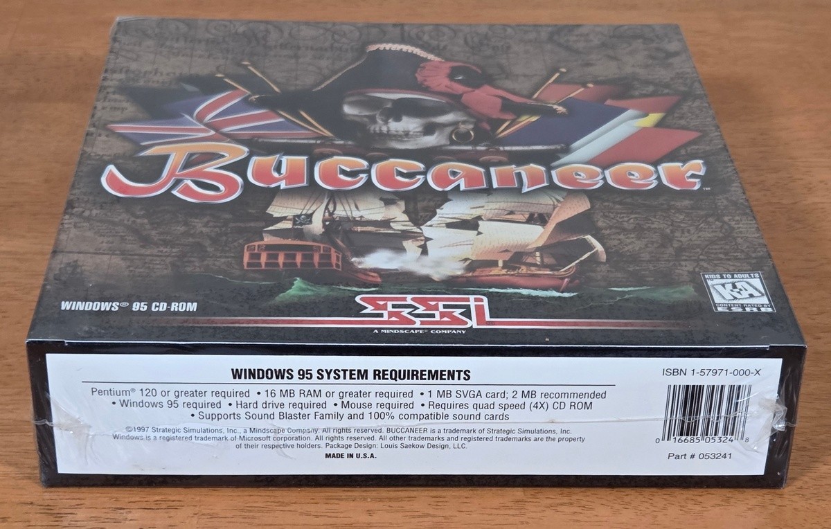 New Sealed Buccaneer SSI Windows PC Big Box Game Strategic Simulations Complete
