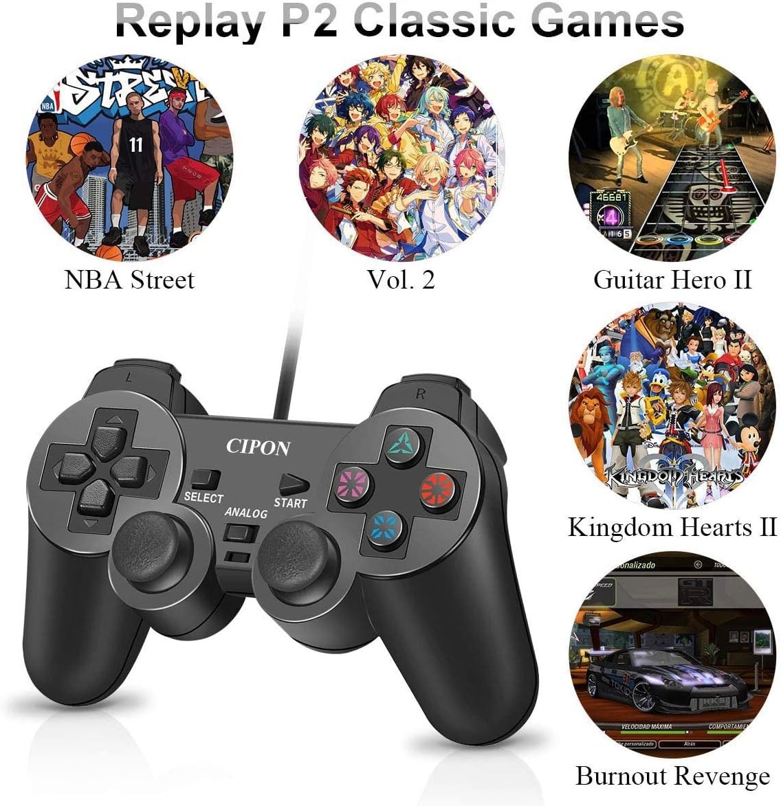 Wired Controller for PS-2 Console, Black Remote Controllers, PS-2 Accessories…