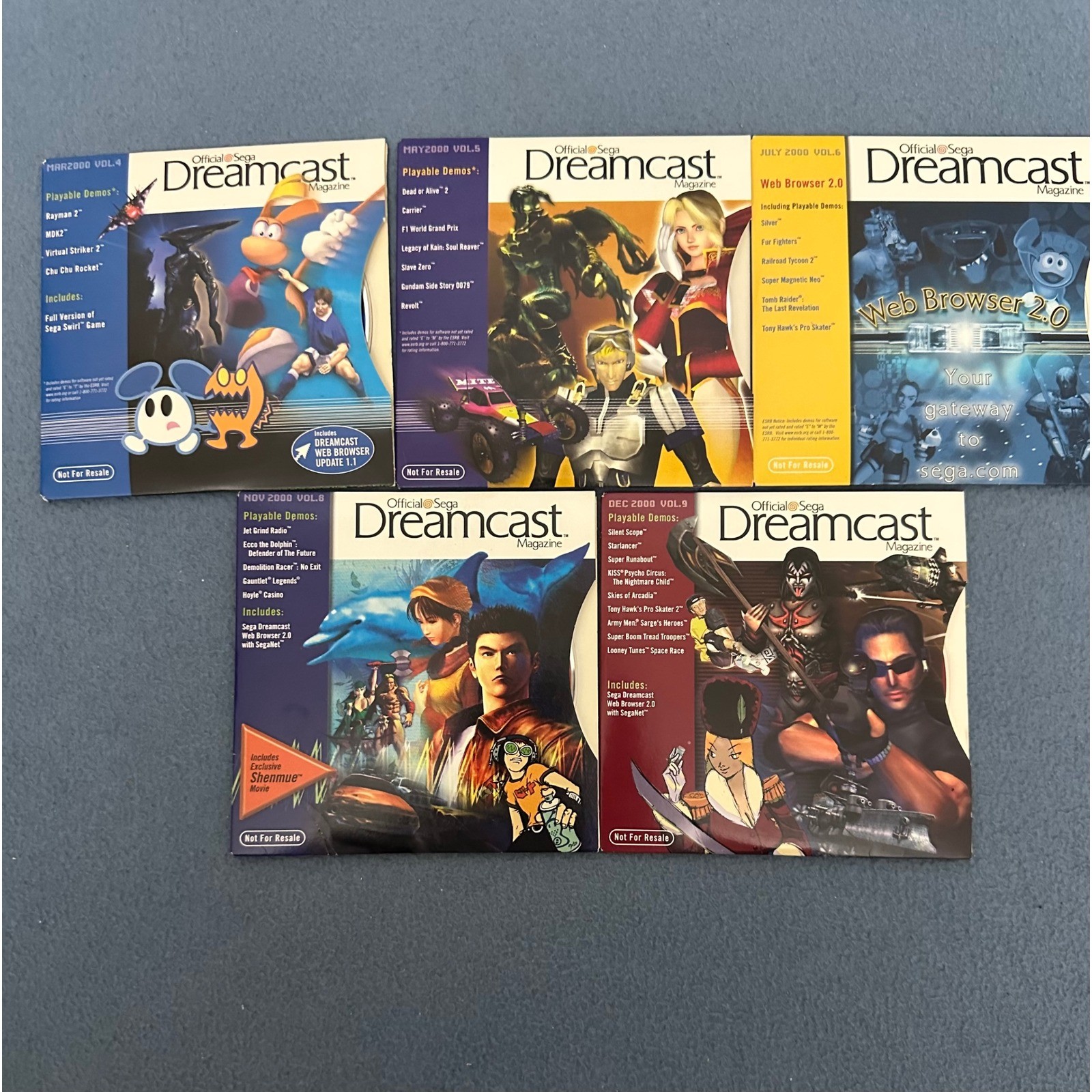 Lot of 5 Official Sega Dreamcast Magazine Demo Discs Vol 4 5 6 8 9 GD-ROM 2000