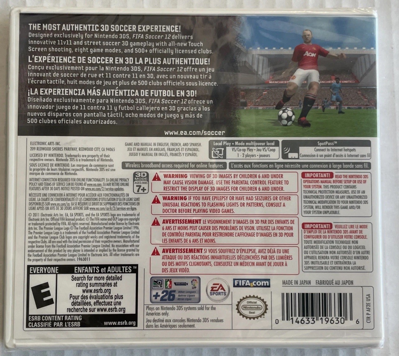 FIFA Soccer 12 Futbol for American Nintendo 3DS, 2011, HTF Sealed, Free Shipping