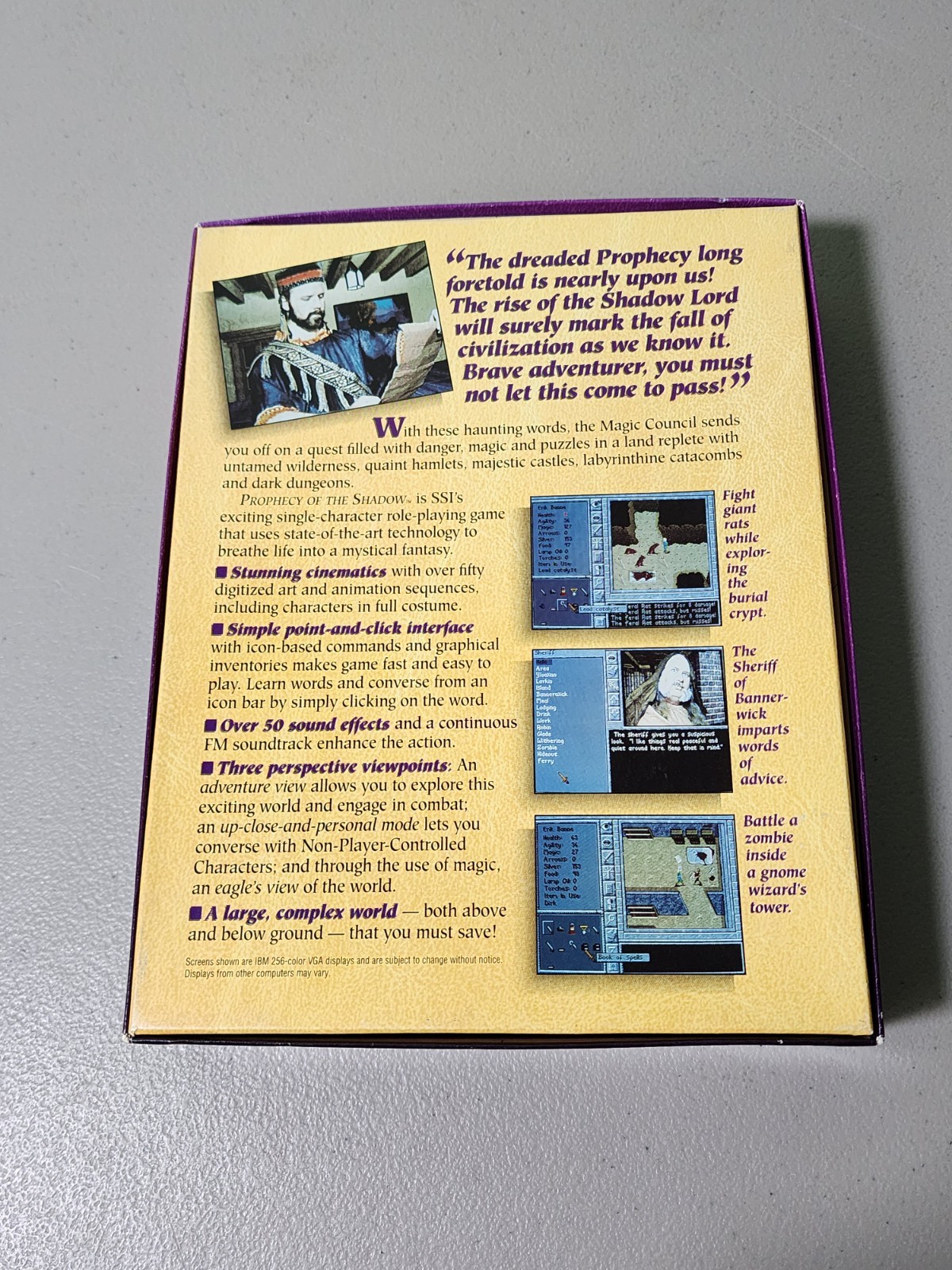 1992 SSI Prophecy of the Shadow PC Role Playing Computer Game Big Box