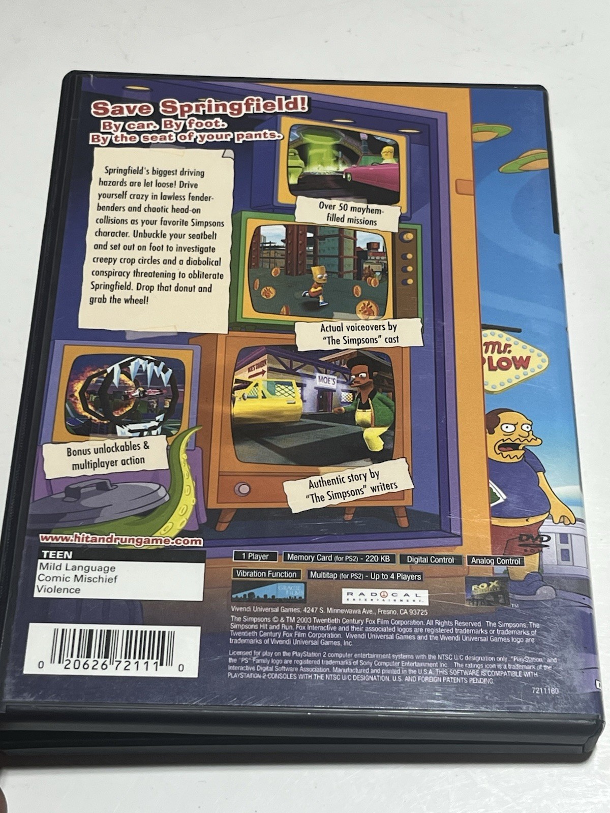 The Simpsons: Hit & Run Playstation 2 Black Label BOX AND MANUAL ONLY NO GAME