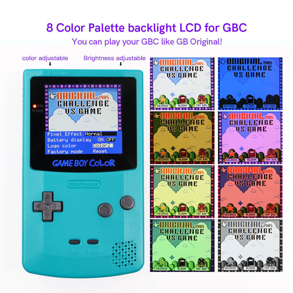 GameBoy Color Q5 V4 IPS Backlight Kit Illuminated Logo + Shell for Game Boy GBC