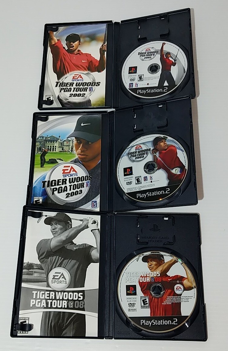 PS2 Playstation 2 Tiger Woods PGA Tour Lot of 3 2002 2003 2008 Video Games