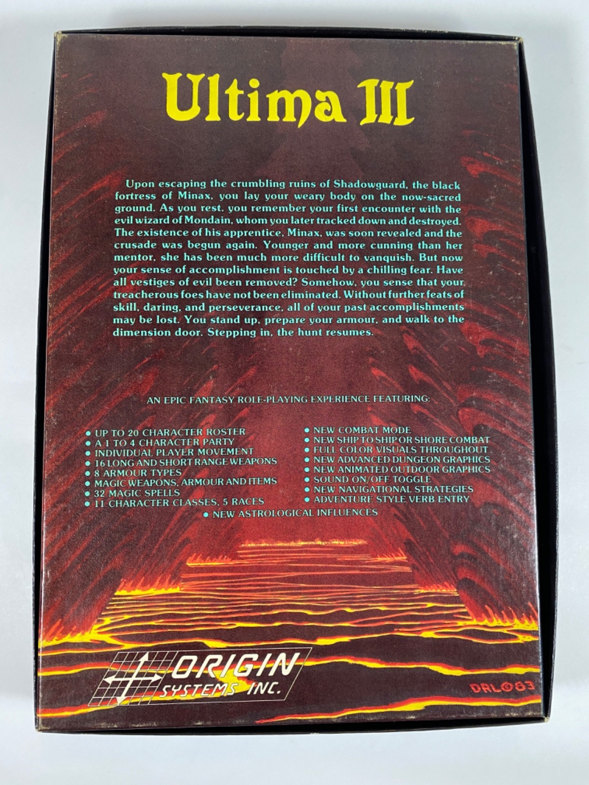 Ultima III Exodus Atari 800 XL XE COMPLETE Cloth Map Origin Systems Lord British