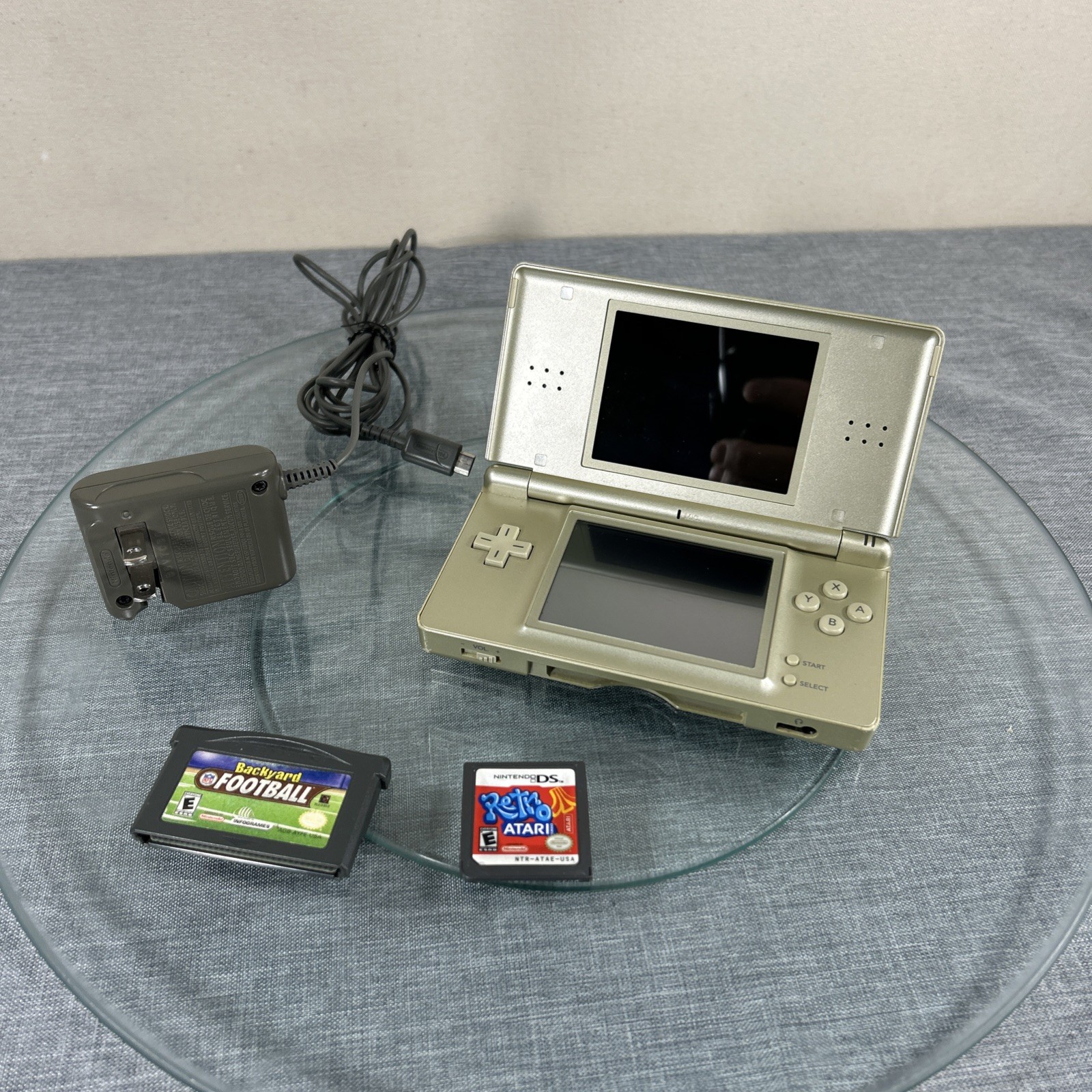 Nintendo DS Lite Gold Zelda Edition Handheld Console w/ Triforce Logo Charger