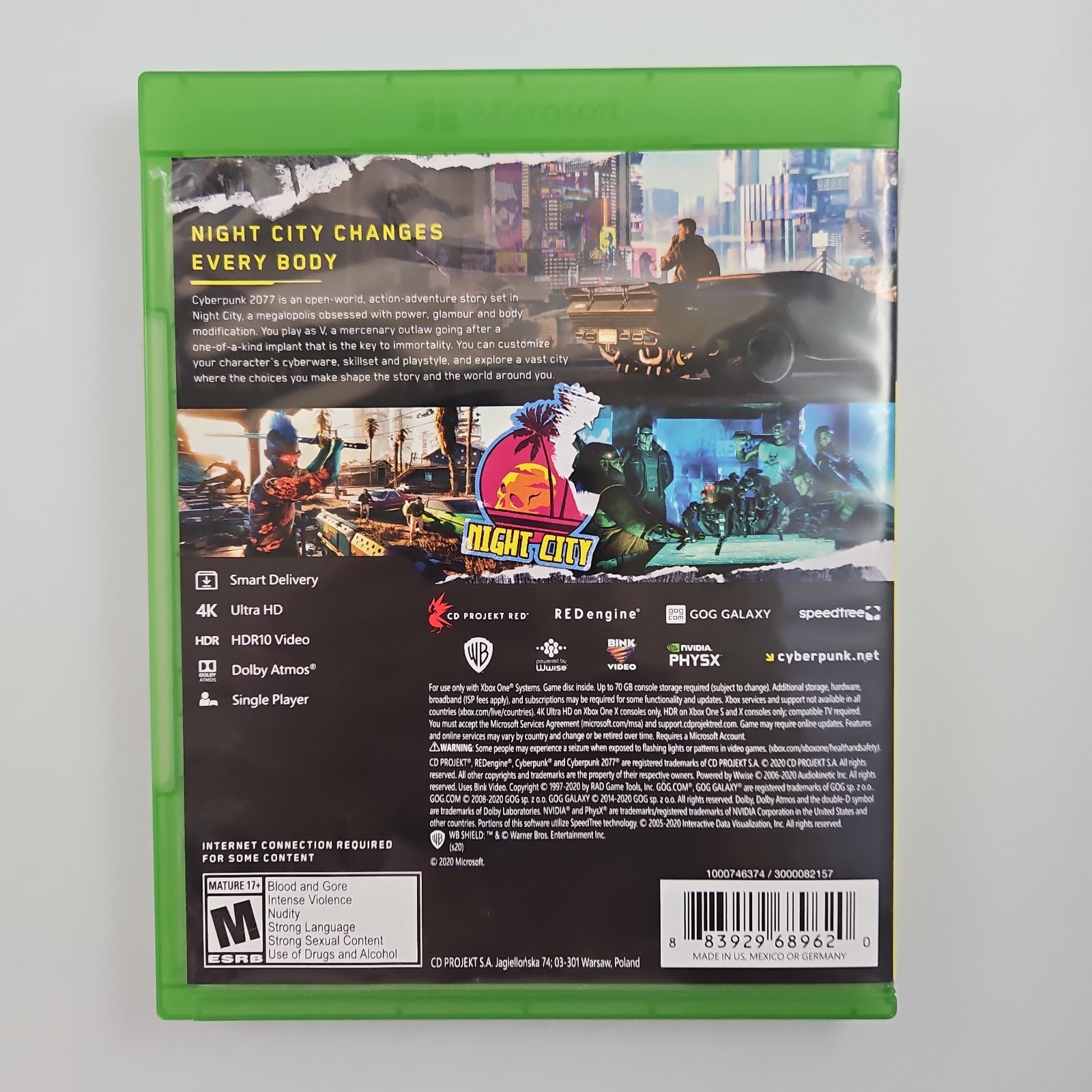 Cyberpunk 2077 – Microsoft Xbox One – Case, Both Discs & Stickers