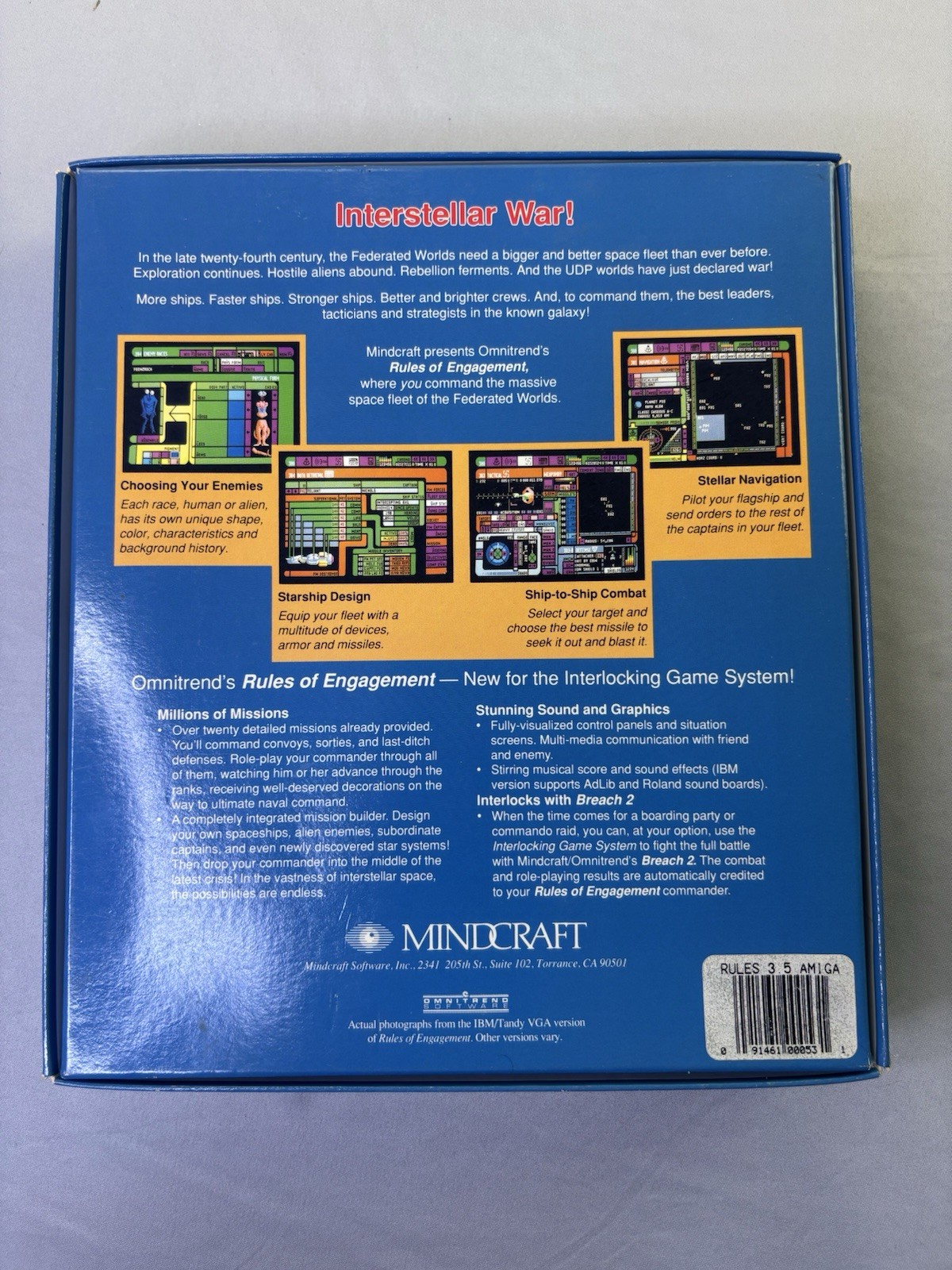 Rules Of Engagement Commodore Amiga Big Box Computer Video Game Vintage 1991