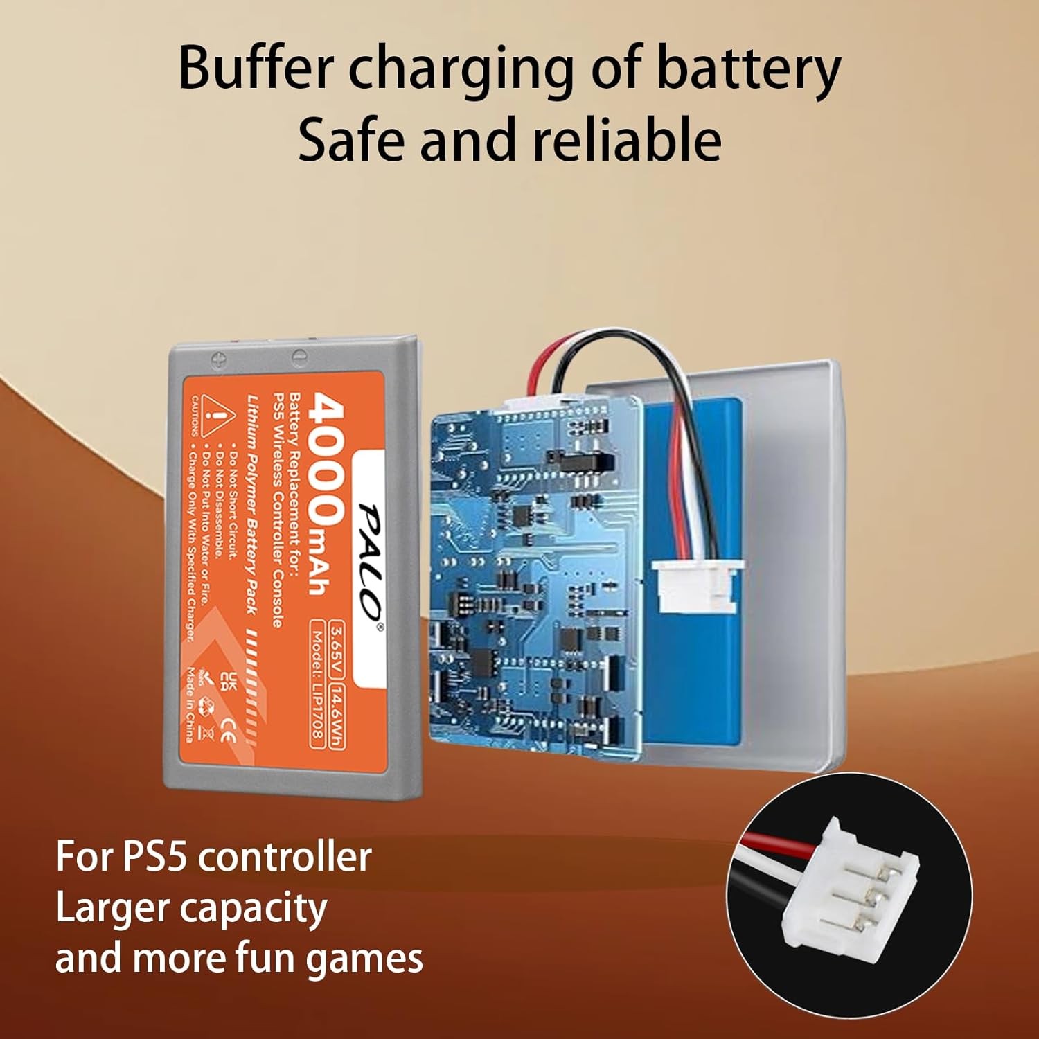 3 Pack 4000mAh LIP1708 Battery-3.65V/14.6Wh Lithium Battery for Sony-PS5 Dual Se